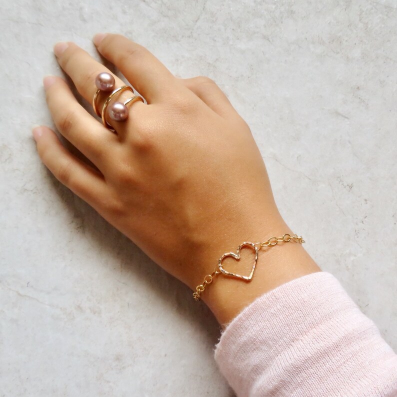 Gold Chain Heart Bracelet Heart Jewelry Anniversary Etsy