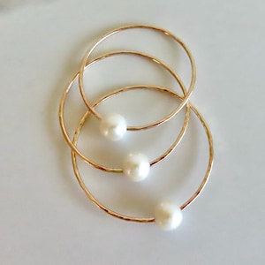 Hammered Sterling Silver Bangle with White Pearl: Handmade Bridal Jewelry image 7