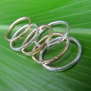 Hammered Sterling Silver Stacking Ring: Handmade Minimalist Band