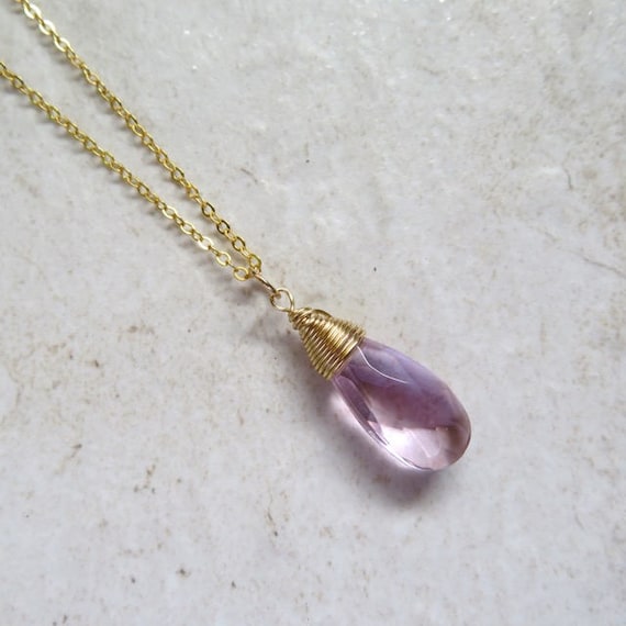Swarovski Crystal Necklace Lavender Pink Gold Wire Wrapped - Etsy