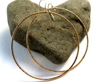 Big Gold Hoop Earrings, Large Hammered Hoops, Handmade Hawaii Jewelry, Elegant Gift Idea For Her, Boho fashion, Rose Gold Hoops, Large Hoops