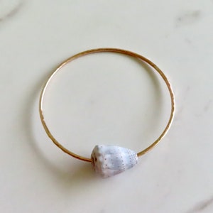 Hawaiian Cone Shell Bangle, Gold Hammered Bracelet, Handmade Hawaiian Jewelry, Shells, Surfer Girl Gift Idea, Hawaii Beach Fashion, Seashell