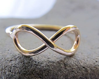 Gold Infinity Ring, Bridesmaids Gift, Bridal Wedding Jewelry, Handmade Maui Hawaii, Anniversary, Friendship Rings, Love, Infinity Symbol