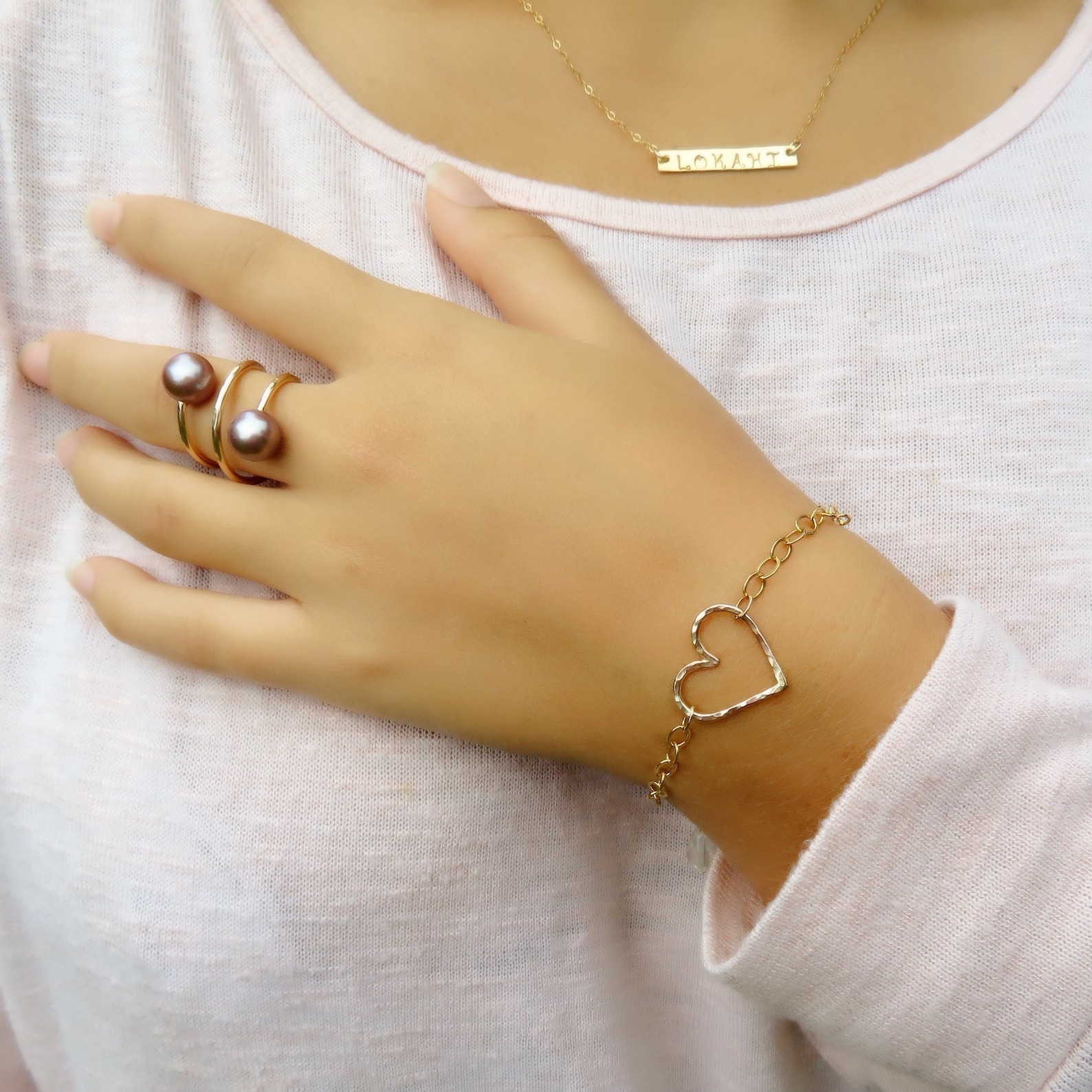 Gold Chain Heart Bracelet Heart Jewelry Anniversary Etsy