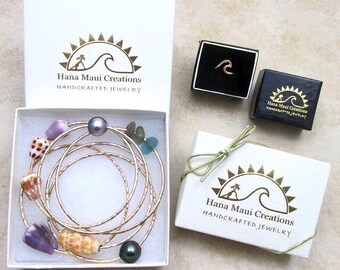 ハンマー加工スターリングシルバータヒチアンパールバングル - ハワイ