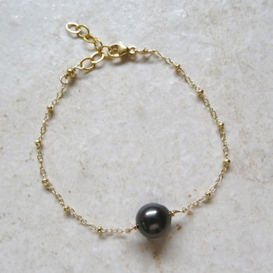 Gold Chain Tahitian Pearl Anklet, Genuine Black Pearls, Girls Gift, Anklets, Handmade Hawaii Maui Beach Jewelry, Summer Fashion, Boho