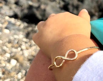 Gold Infinity Bangle, Baby Bracelet, Little Girls Jewelry, Baby Shower Gift, Love, Sweetheart, Handmade Hawaii, Baby Girl Gift, Forever Love