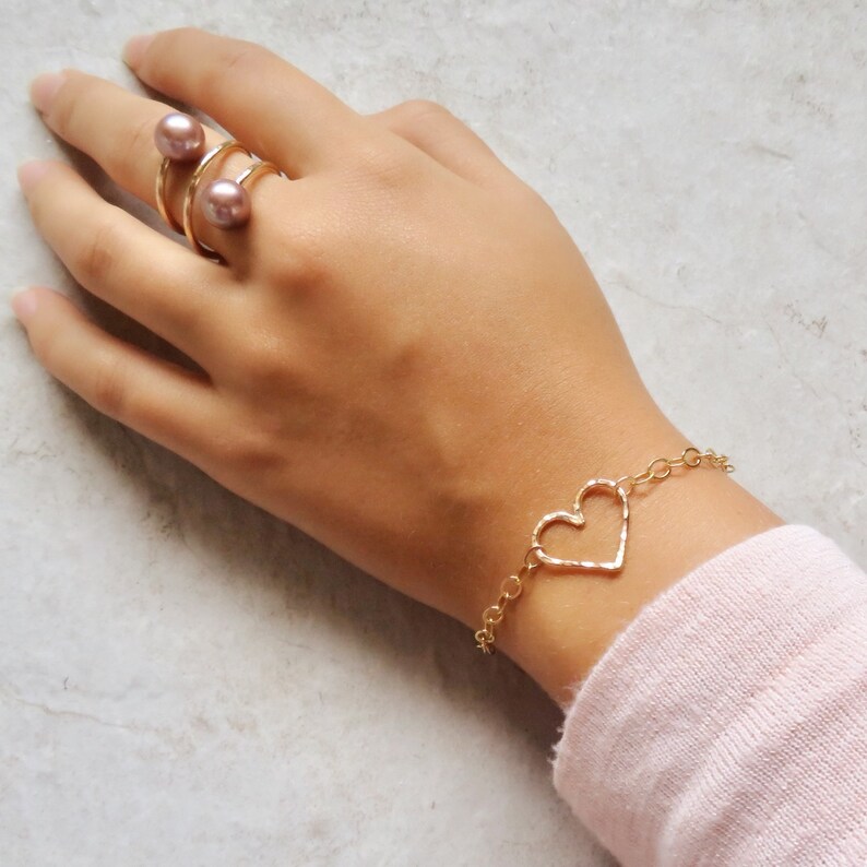 Gold Chain Heart Bracelet Heart Jewelry Anniversary Etsy