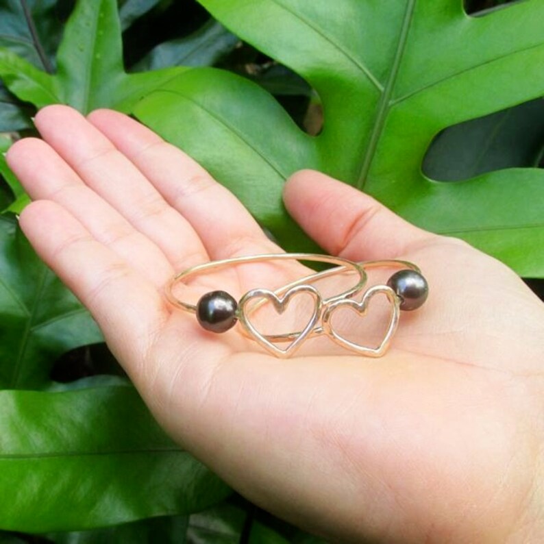 Gold Heart Baby Bangle Little Girl Bracelets Baby Shower Etsy