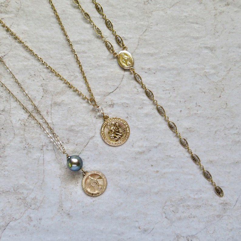 Cross Charm Necklace Gold Medallion Pendant Handmade Etsy