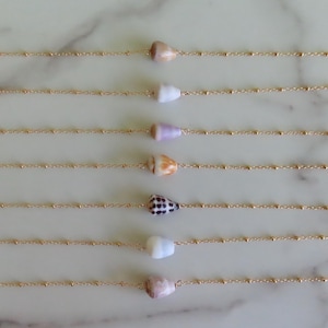 Seashell Choker Necklace, Small Hawaiian Cone Shell, Gold Chain, Handmade Hawaii Beach Jewelry, Gift For Her, Surfer Girl Fashion, Shells