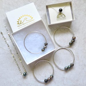 Hammered Sterling Silver Bangle with White Pearl: Handmade Bridal Jewelry image 13