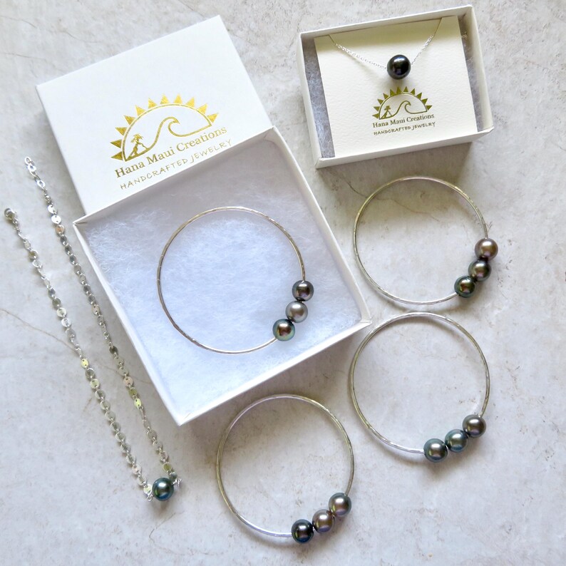 Hammered Sterling Silver Bangle with White Pearl: Handmade Bridal Jewelry image 13
