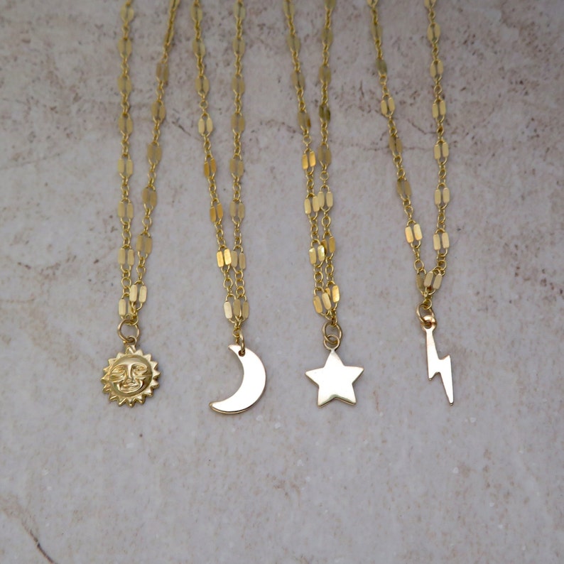 Moon Charm Choker Dainty Gold Necklace Celestial Charms Etsy
