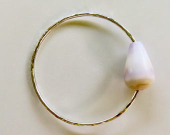 Sterling Silver Bangle, Hawaiian Cone Shell Bracelet, Handmade Hawaii Jewelry