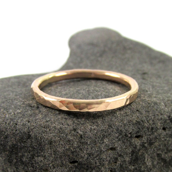 Gold Hammered Ring, Thick Band, Mens Ring, Unisex, Handmade Maui Hawaii, Minimalist Jewelry, Gift Idea For Her, Stack Rings, Boho Fashion