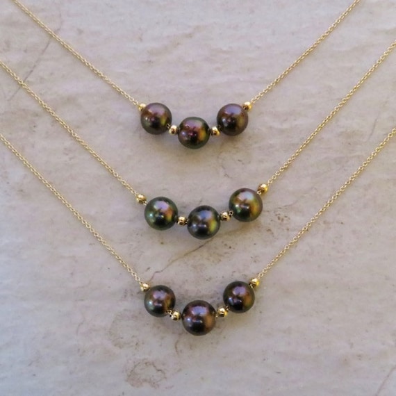 14k Gold Filled Pearl Necklace / Floating Pearl Necklace / Genuine Freshwater  Pearl Necklace / Bridesmaid Necklace / Sterling Silver - Etsy