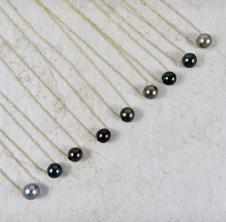 Elegant Gift Idea Handmade Hawaii Jewelry Green Blue Gemstones Tahitian Pearl Gemstone Necklace Long Necklace Gold Chain