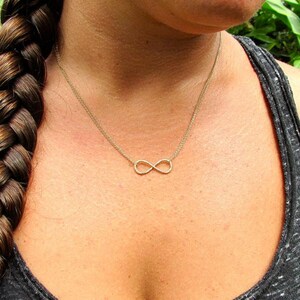 Infinity Necklace, Fine Gold Chain, Anniversary Gift, Wedding, Bridesmaids Gift Idea, Bridal Jewelry, Friendship, Handmade Hawaii, Love image 6