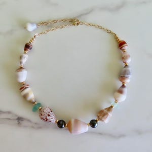 Hawaiian Shell Necklace: Pearls, Seaglass, Shells, Handmade Hawaii Beach Jewelry