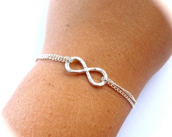 Infinity Bracelet, Sterling Silver, Bridesmaid, Friendship, Mother's Day Gift, Love, Anniversary, Bridal Wedding Jewelry, Handmade Hawaii