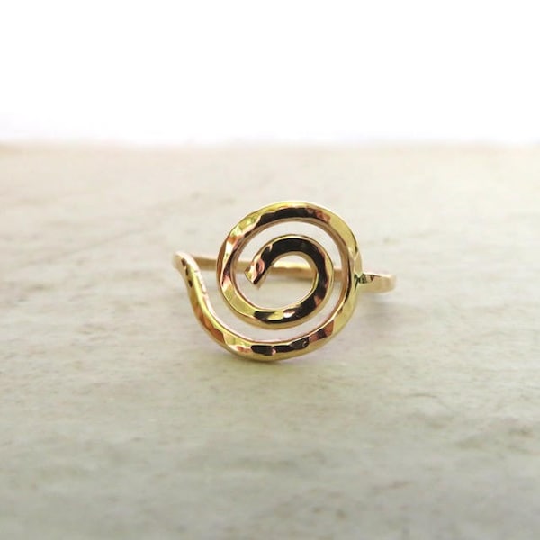 Gold Spiral Ring, Symbol Jewelry, Spirals, Handmade Hawaii, Infinity, Girls Gift, Unity, Awareness, Nature, Growth, Rings, Boho Fashion