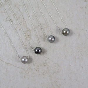 Collar de perlas de Tahití, plata de ley, perlas negras auténticas, elegante regalo para dama de honor, idea de regalo para ella, joyería nupcial para bodas.