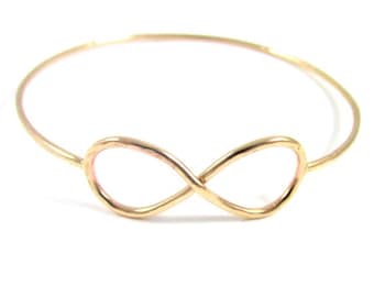 Infinity Symbol Bangle, Gold Hammered Bracelet, Forever Friendship, Love, Anniversary Gift, Bridesmaids Jewelry, Bridal Wedding Fashion