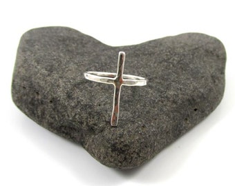 Sterling Silver Cross Ring: Handmade Religious Jewelry