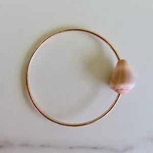 Gold Cone Shell Bangle, Hawaiian Beach Jewelry, Stacking Bangles, Hawaiian Shells, Surfer Girl Gift, Handmade Maui Hawaii, Hammered Bracelet