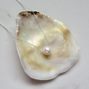 Hammered Sterling Silver Bangle with White Pearl: Handmade Bridal Jewelry image 11