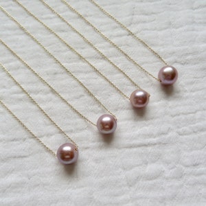 Edison Pearl Necklace: 14k Gold Fill Chain, Pink Lavender Pearl
