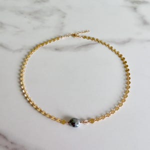 Gold Chain Choker, Tahitian Pearl Necklace, Freshwater Pearls, Elegant Gift Idea Foe Her, Handmade Hawaii Hawaiian Jewelry, Boho Fashion