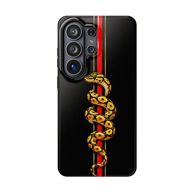 Pytonormskal för telefon, gulsvart kungspyton, rödrandig ormdesign, present till reptilälskare, iPhoneskal, födelsedagspresent bild 7