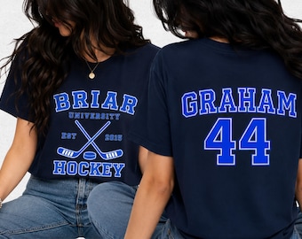 Briar University Graham 44-tröja inspirerad av off campus-serien, hockeyromanläsningsgåva för bokälskare