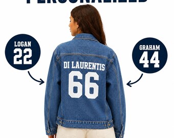Di Laurentis 66 Off Campus Briar U Personlig Vintage Jeansjacka, Anpassat Namn & Nummer Bokliknande Romantik Gåva