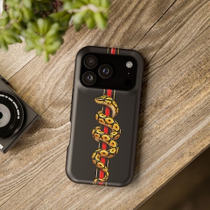 Pytonormskal för telefon, gulsvart kungspyton, rödrandig ormdesign, present till reptilälskare, iPhoneskal, födelsedagspresent bild 2