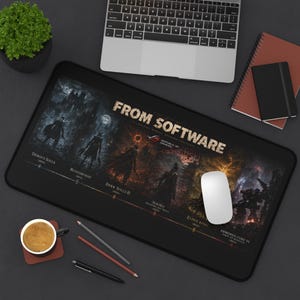 FromSoftware Art Desk Pad, Elden Ring Dark Souls Bloodborne tangentbordsmatta för spelare, Dark Fantasy PC-installationsdekor, spelpresent