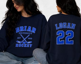 Briar University Logan 22 tröja, Crewneck-inspirerad tröja, Hockeyromantik, Bokälskare-gåva