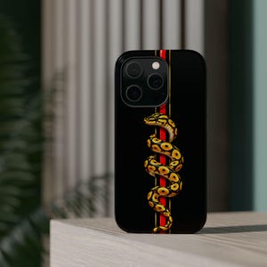 Python Snake Phone Case, Yellow Black Ball Python, Red Stripe Snake Design, Reptile Lover Gift, iPhone Case, Birthday Gift