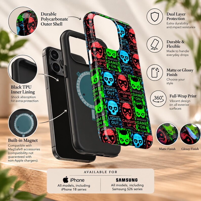 Pytonormskal för telefon, gulsvart kungspyton, rödrandig ormdesign, present till reptilälskare, iPhoneskal, födelsedagspresent bild 4