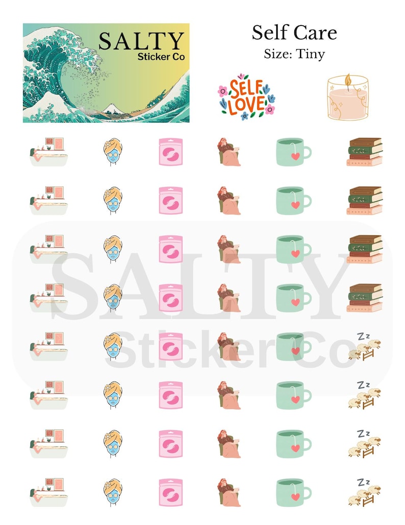 Self Care Planner Sticker Sheet Hobonichi Small Stickers - Etsy