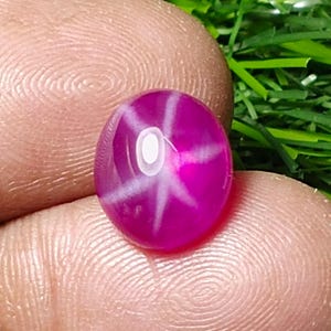 Naturlig rosa rubin stjärna ovel cabochon, handgjord ringstorlek lös ädelsten, för smyckestillverkning