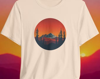 Retro Sunset Mountain T-Shirt: Vintage Natur-Grafik-T-Shirt