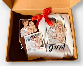 Custom Couple Portrait Shirt, Personalized Anniversary Gift