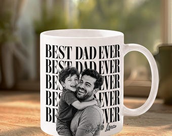 Custom Photo Best Dad Ever Mug, Personalized Father's Day 2026 Gift, Sentimental Dad Coffee Cup from Kids, Funny Dad Mug, New Dad Gift
