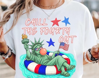 4th of July USA PNG, Preppy Brushstroke Statue of Liberty Blowing Bubble, Cute Girly America Independence Day Design Printable