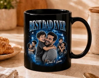 Custom Photo Best Dad Ever Mug, Personalized Father's Day 2026 Gift, Sentimental Dad Coffee Cup from Kids, Funny Dad Mug, New Dad Gift