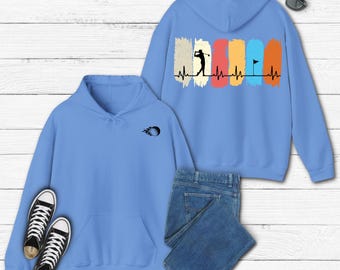 Sudadera con capucha "Golfer Heartbeat", sudadera de golf, regalo para amantes del golf, sudadera con capucha de golf para hombre, jersey de golf para mujer, ropa deportiva para aficionados.