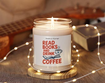 Book and Coffee Themed Soy Candle – Reading Nook Decor